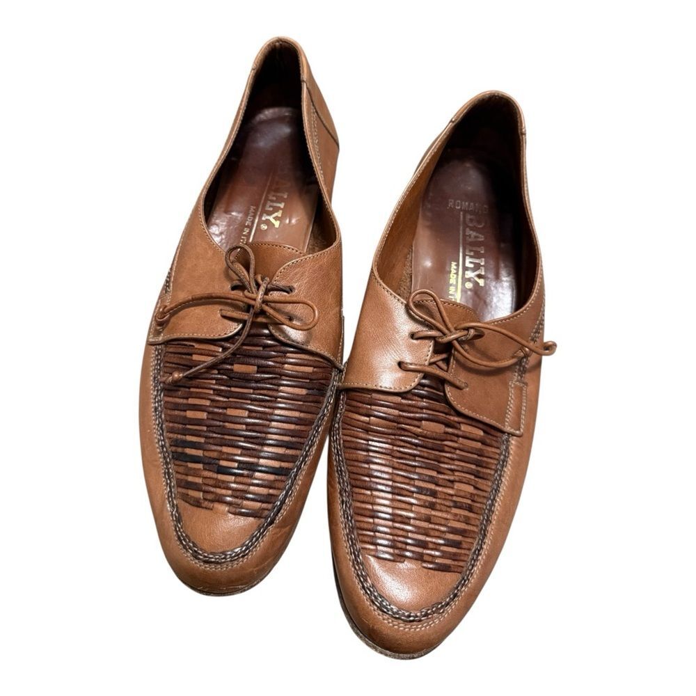 Bally Brown Woven Loafer Shoes Made in Italy- Size 8.5M